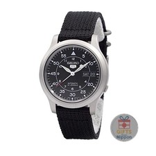 Seiko SNK809K2 Men's Automatic Military Watch Black Mesh Band New