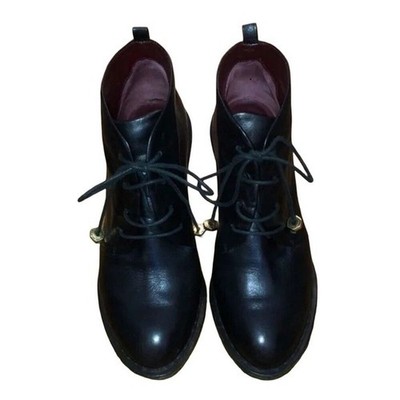 MARC By Marc Jacobs Black Leather Granny Wedge Heel Booties boots size 7.5