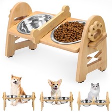 MCEAST Elevated Cat Bowls, Adjustable Raised Dog Bowls Stand with 2 Pieces 304 S