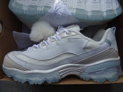 Skechers Comfort Dlite  LET IT SNOW Leather Lace Sneakers WLB Wht/Blu 149258 10