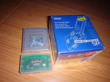 Nintendo Game Boy Advance SP- Blue Cib w Pokemon Leaf green AUTHENTIC LOT