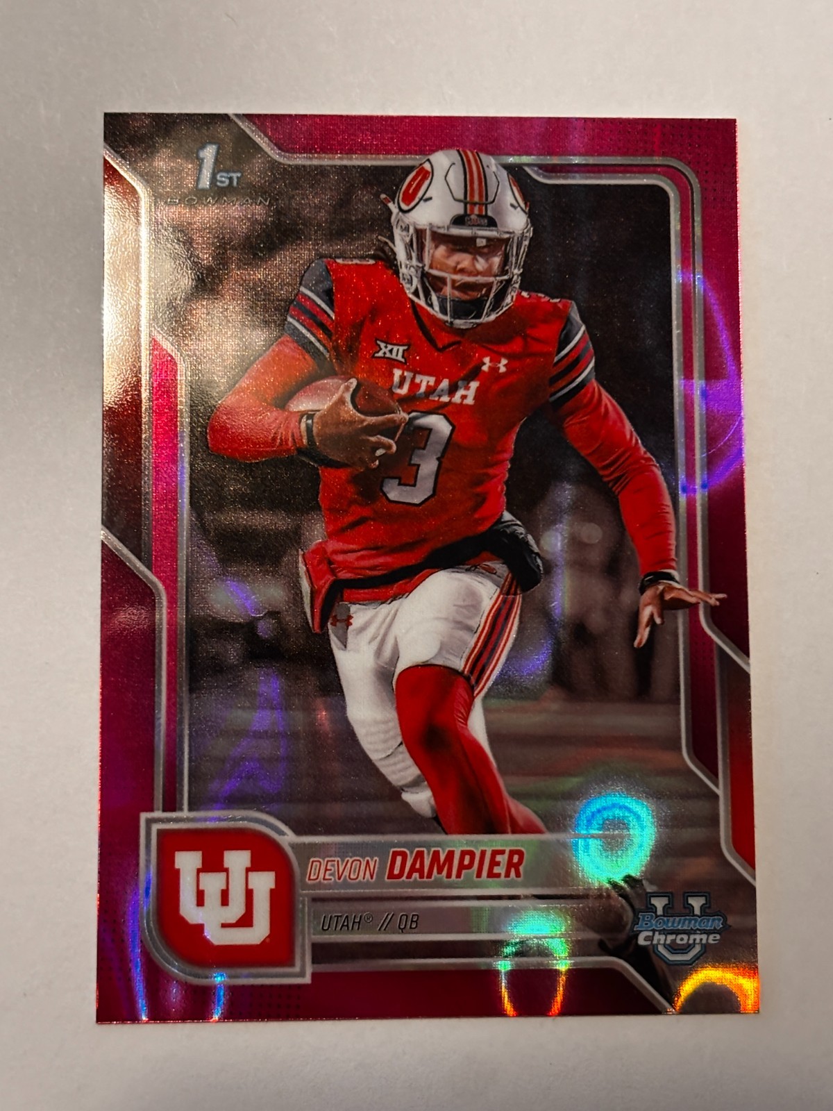 2025 Bowman Chrome University-Devon Dampier Pink Lava #3 Utah Utes NM-MT