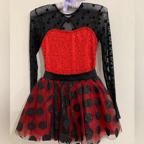 Weissman Red and Black Polka Dot Dance Play Costume Girls Size MC