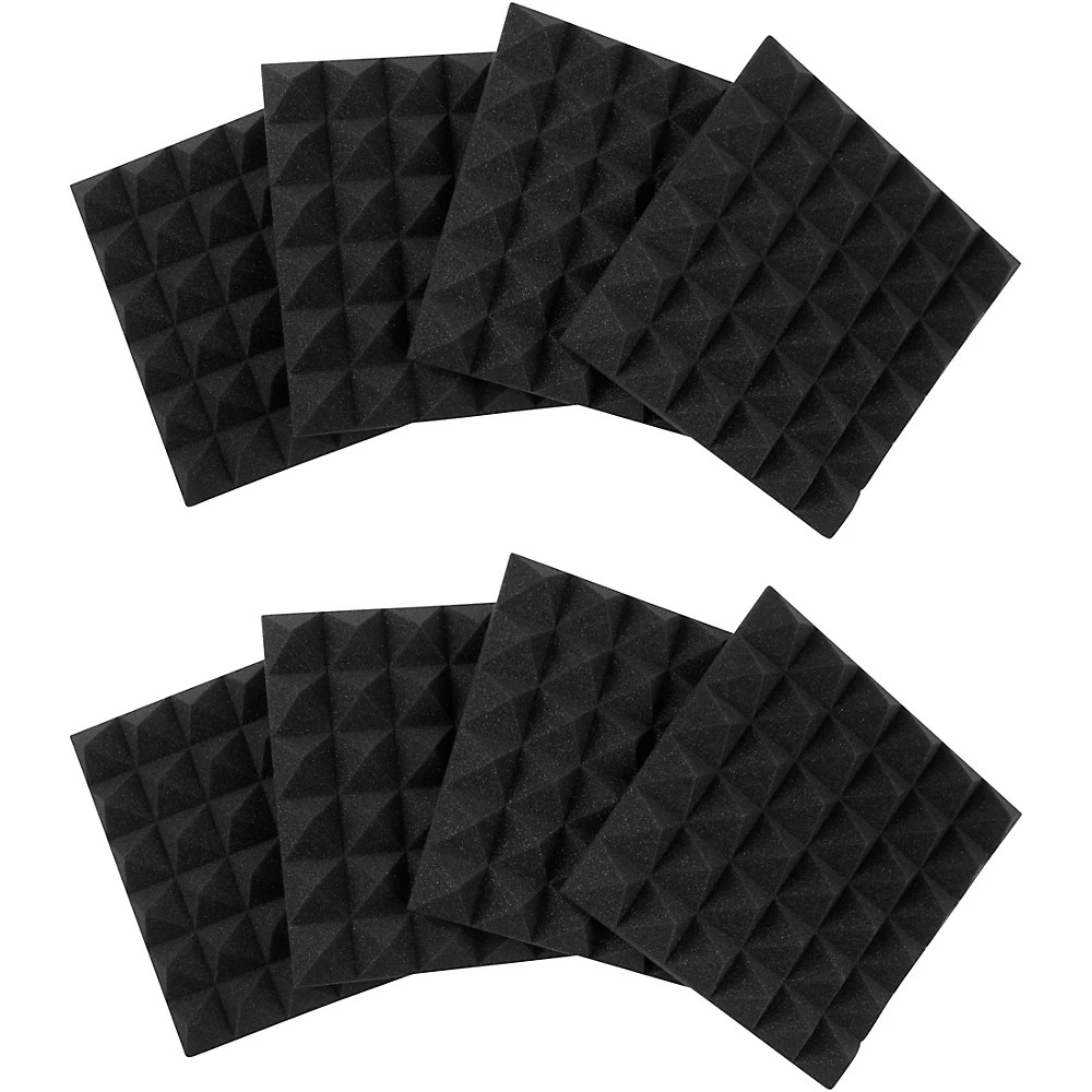 Gator 8 Pack of 2 Inch -Thick Acoustic Foam Pyramid Panels 12x12 Charcoal 11290₽