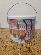 1989 AMG Metal Tin Bucket with Lid and Handle Made In USA Vintage