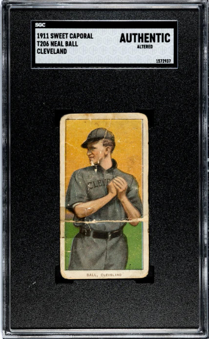 1909 T206 NEAL BALL NNO POOR SWEET CAPORAL 350-460 SGC A BASEBALL CLEVELAND NAPS