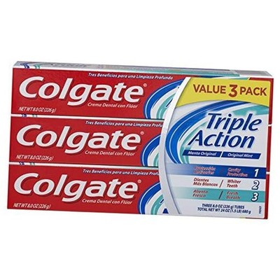 Triple Action Toothpaste - 8.0 Ounce (3 Pack) 24 Ounce (Pack of 1) Mint
