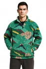 Outdoor Fleece Quarter-Zip Pullover, Green Abstract Pattern, Polar Fleece