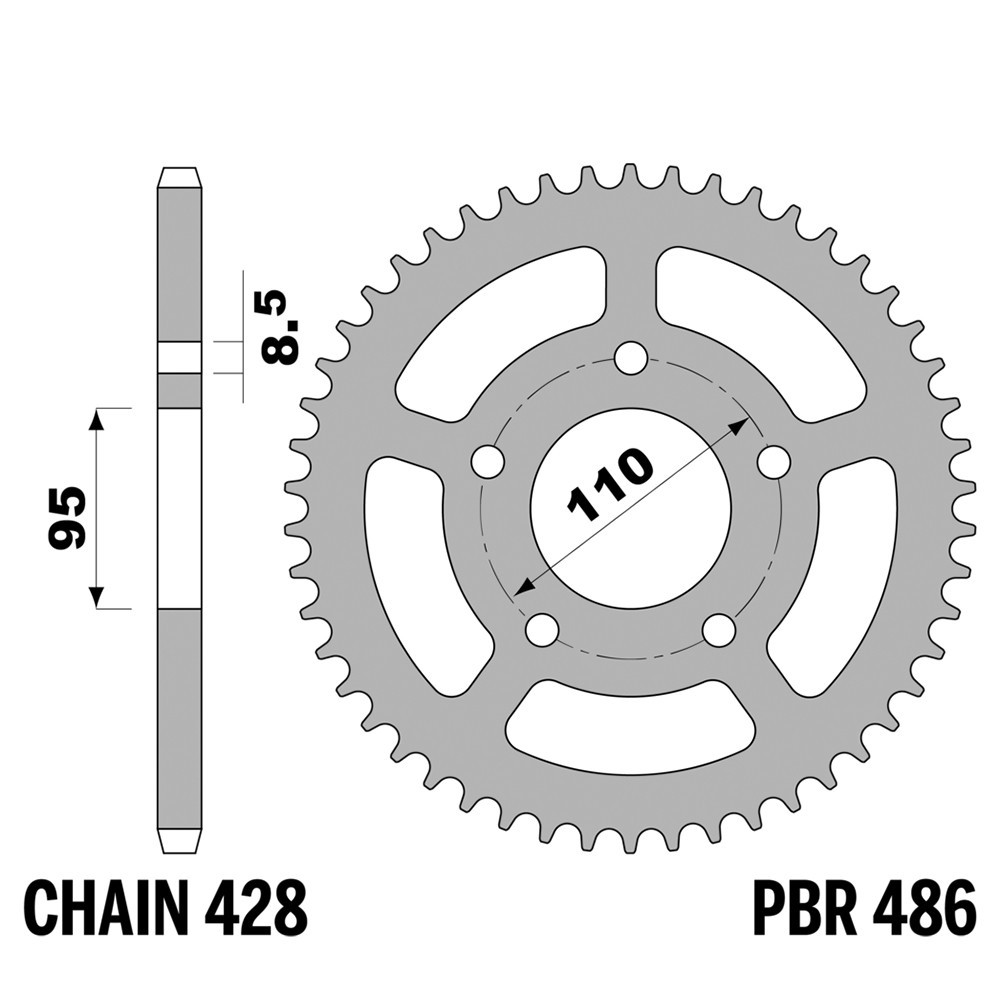 Couronne en acier C haute résistance PBR pour CAGIVA SXT 125 de 1983