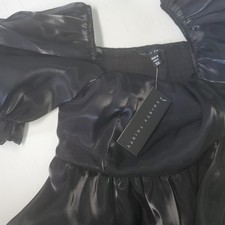 Thirty Thirty Black Mini Dress Puff Sleeve Square Neck XS NWT Whimsigoth Fairy