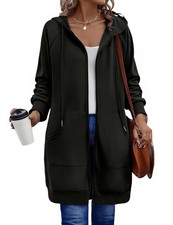 Women's Zip Up Hoodies Long Tunic Sweatshirts Long Sleeve Oversized Fleece Ca...