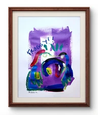 Original Art Frogg 14x11  Abstract Expressionist Painting Paper