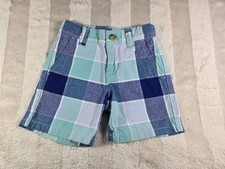 Janie Jack Baby Boys Blue Aqua Plaid Easter Shorts 6-12 Month Adjustable Waist