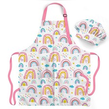 Kids Apron With Chefs Hat Set Children Kitchen Baking Costume Gifts
