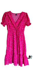 Shein M Pink Wite Polka Dot Dress