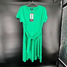 Chaps Women's Short Sleeve Green Crewneck Knit Dress Sz medium