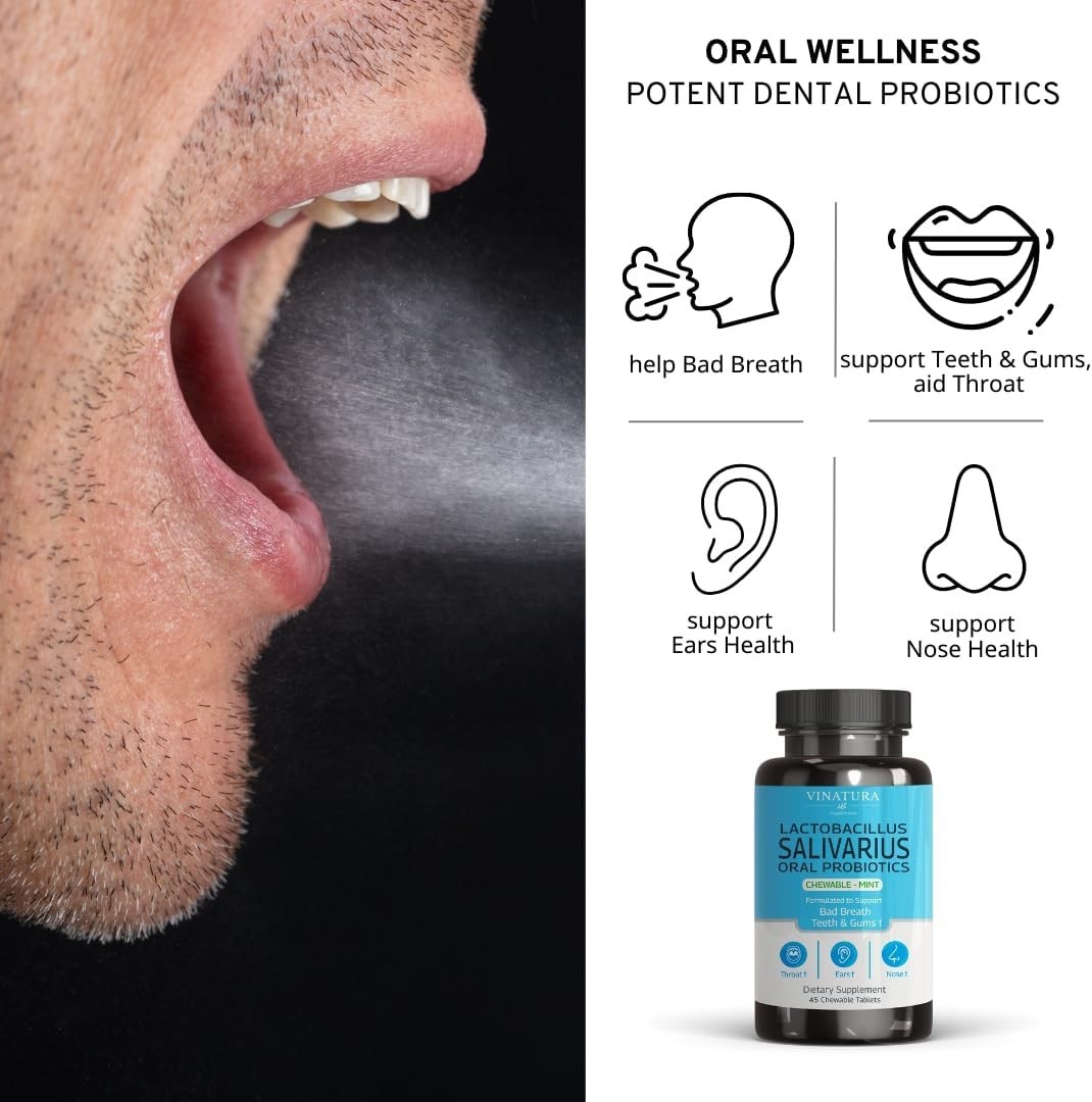 Lactobacillus Salivarius Oral Probiotics - for Mouth Bad Breath, Dental Probioti