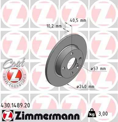 Zimmermann Disque De Frein 430.1489.20 Opel - Image 3