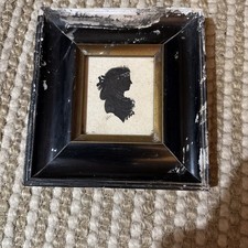 Antique 19th Century Miniature Silhouette Portrait of a Lady in pearls .#2 