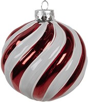 Clayre Eef Weihnachtskugel Glas Rot Weiß Ø10 Cm Klassisch Weihnachtsbaumschmuck