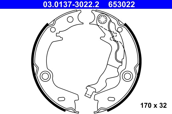 Hinterachse ATE 03.0137-3022.2 Bremsbackensatz, Feststellbremse FüR Hyundai,Kia-image