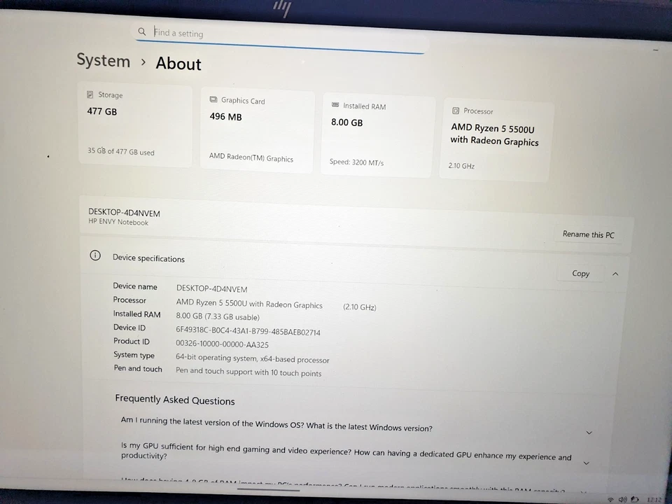 HP ENVY x360 15-eu0004na, AMD Ryzen 5-5500U, 8GB RAM,512GB NVMe - Image 3 of 4