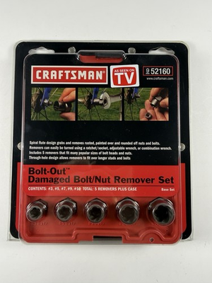 #ad SEARS Craftsman USA NOS 9 52160 Bolt Out Damaged Bolt Nut Remover Extractor Set $25.00