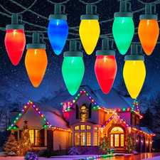 C9 Christmas Lights Outdoor, 50Feet Vintage Christmas String Lights with 50 Colo