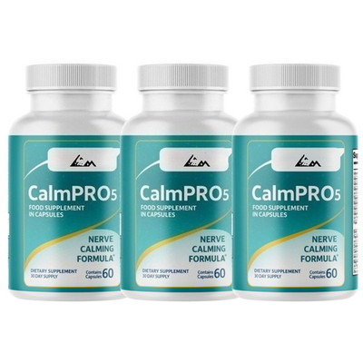 CalmPro 5 Nerve Support Pills, Calming Formula Supplement - 3 Bottles