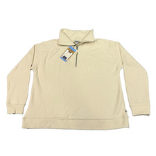 Eddie Bauer Women's Collared Quarter Zip Casual Pullover Sz L Cream NWT