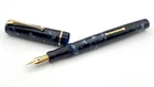VINTAGE MABIE TODD SWAN FOUNTAIN PEN BLUE MARBLE FLEXIBLE 14K GOLD MEDIUM NIB