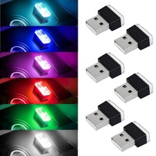 6x Mini Rgb Led Usb Car Interior Light Neon Atmosphere Ambient Lamp Accessories