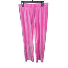 Juicy Couture Pajama Pants Womens Large Pink Velour Rhinestone Logo