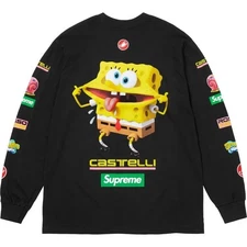 Supreme SpongeBob Castelli Racing L/S Tee Black Men's Size Small