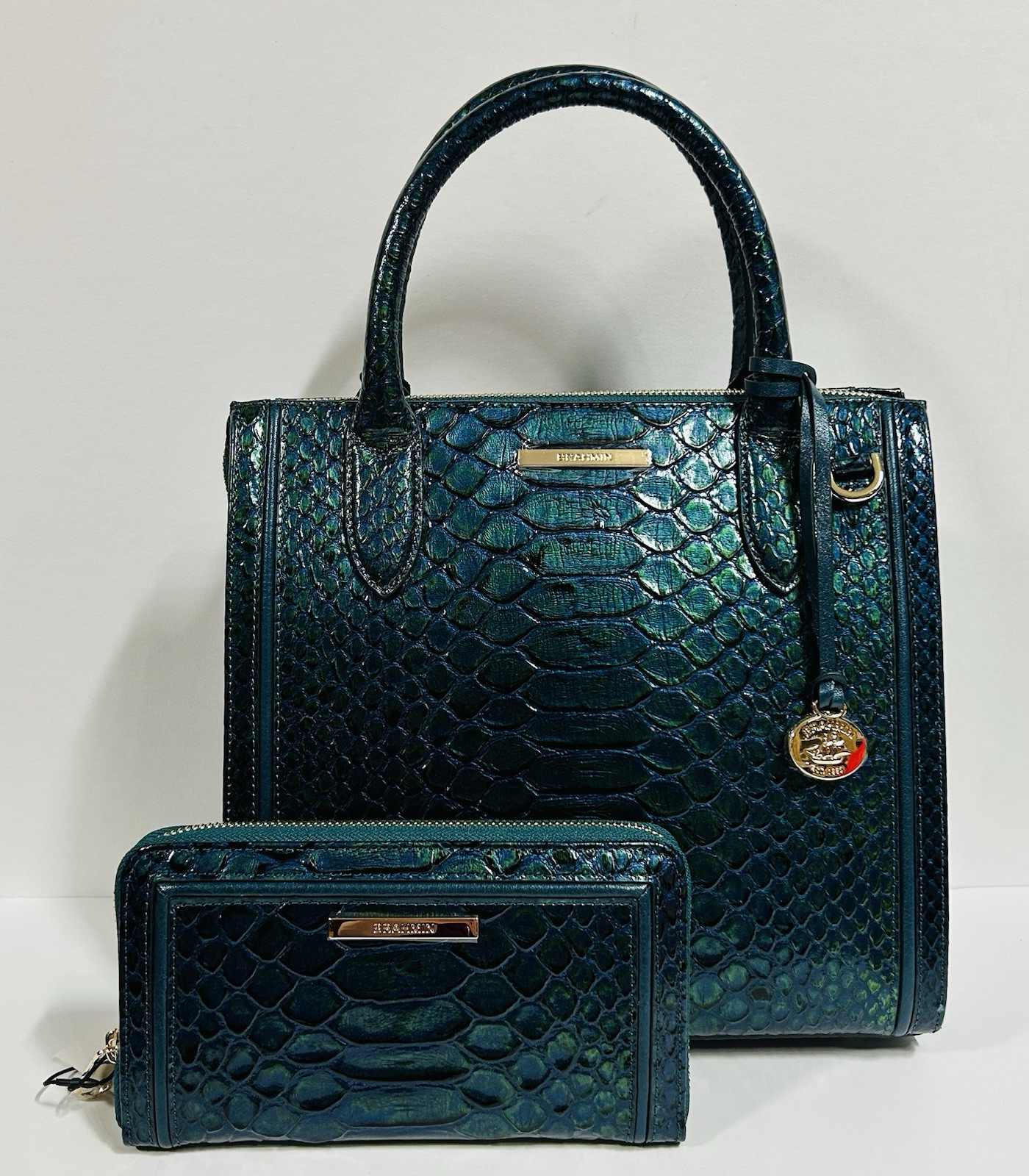 Brahmin Small Caroline Evergreen Kalopsia Leather Satchel & Suri Wallet ---NWT