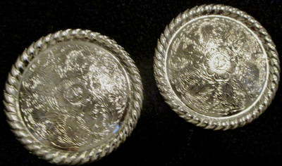 Nice pair Vintage Silver Engraved  2'' Conchos-Saddle Bridle-Breastcollar Trim