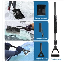 Snow Shovel, 2025 New Upgrade Large-Capacity Lightweight Aluminum Portable Snow 