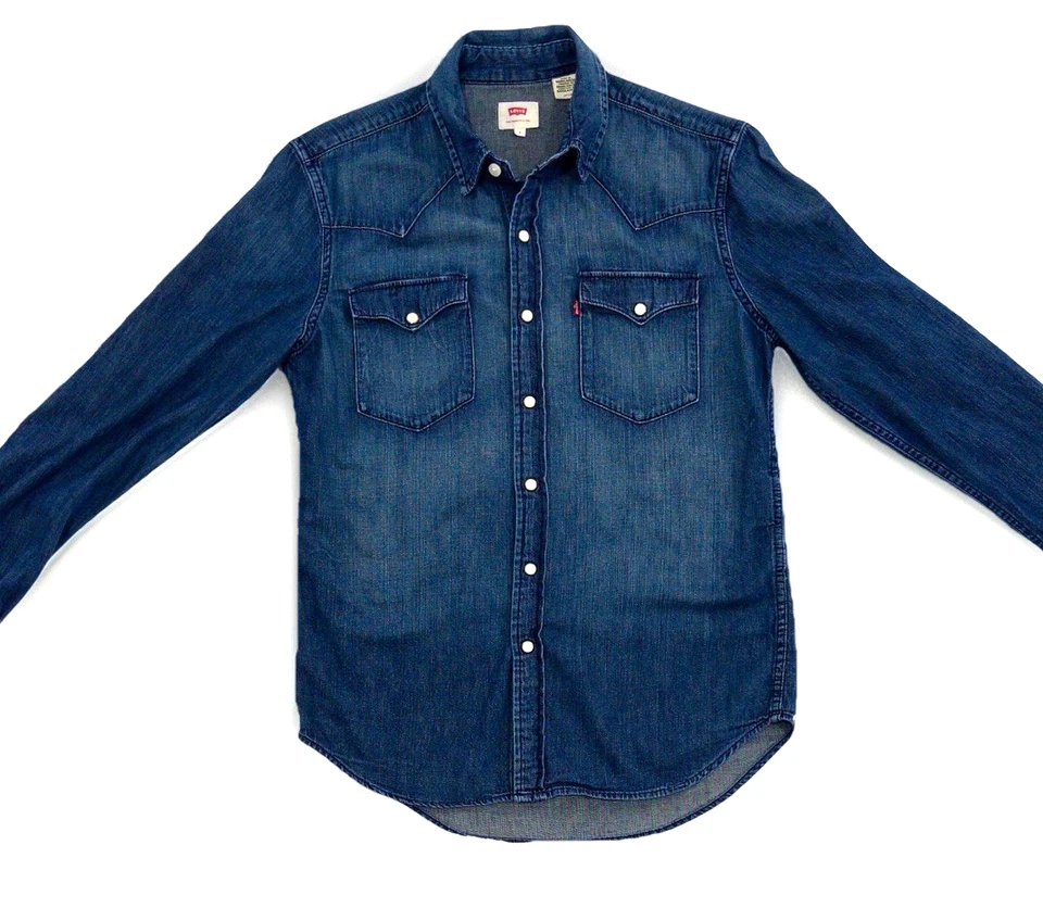Camisa a Presión Levi's Azul Denim Perla Occidental Para Hombre Pequeña Foto 3 de 4