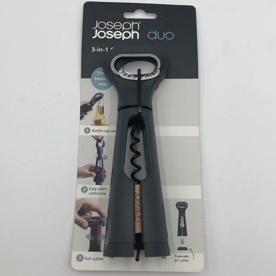 Joseph Joseph DUO 3-In-1 Corkscrew Wine Opener Bottle Cap Opener Foil Cutter NEW