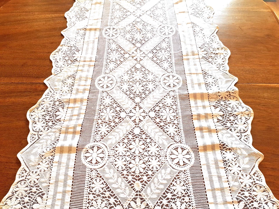 Rideau - début XXe en dentelle de coton - 180 cm x 56 cm - Photo 2/4