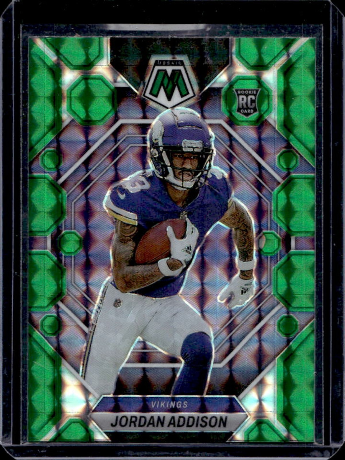 2023 Panini Mosaic Jordan Addison RC Green Mosaic Rookie #337 Vikings
