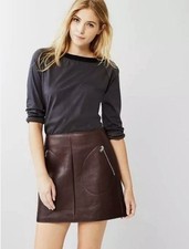 GAP Genuine Cow Leather Zip-Pocket Short Skirt OXBLOOD SIZE 14