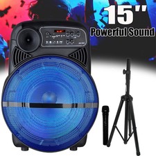 15 inch Professional Bluetooth PA Speaker Heavy Bass Sound System LED USB FM AUX