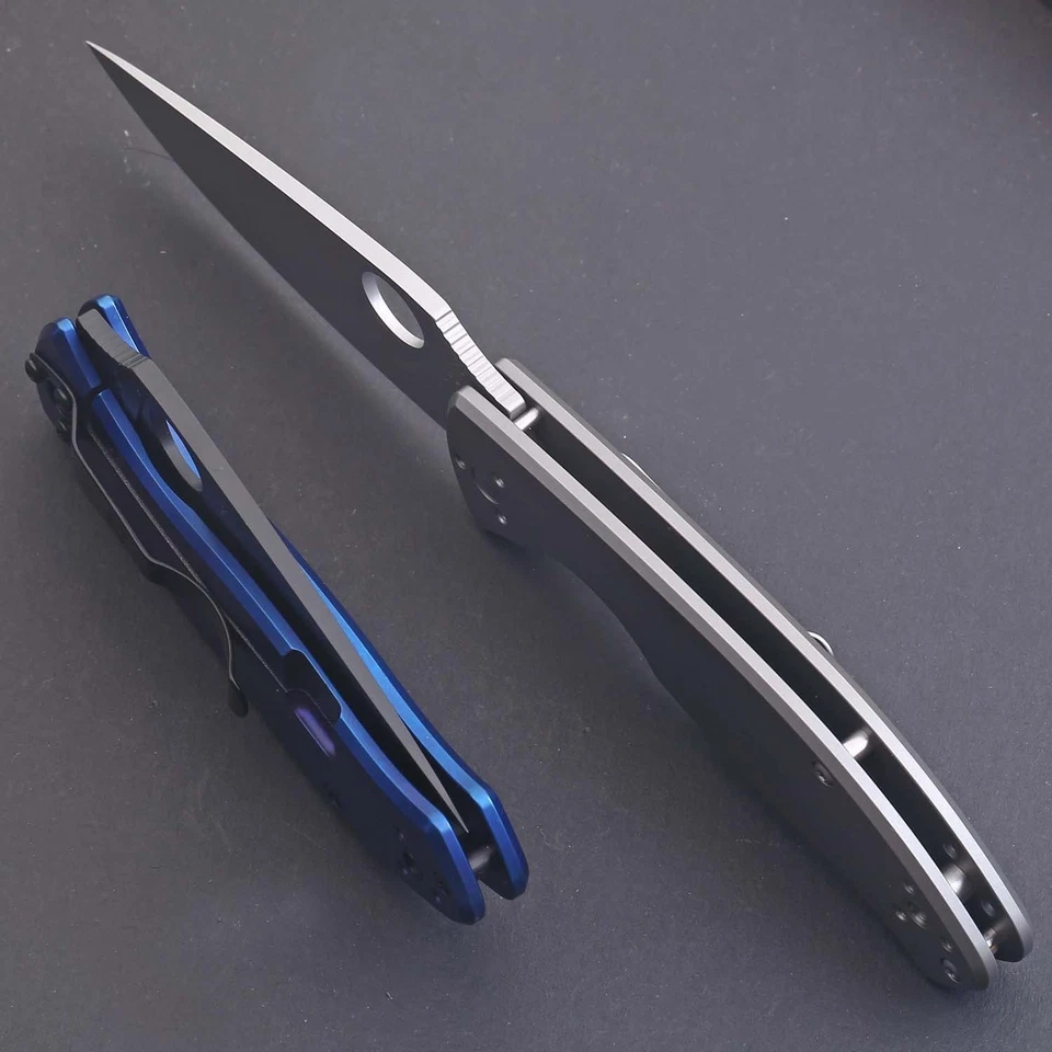 Blue Titanium Handle High Quality Frame Lock Combat Tactical Pocket Knife Knives - Image 4 of 4