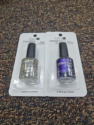 2 CND Creative Play Nail Polish Stellarbration 490 Silver Stars Purple Violets 