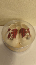 Vintage Infant Size White Cloth Plaid Shoes New Boxed Youth or Doll Shoes