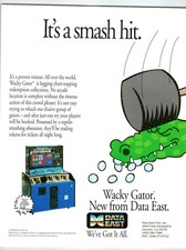 1990 Data East Wacky Gator Arcade Game Promo Flyer Vintage Ephemera
