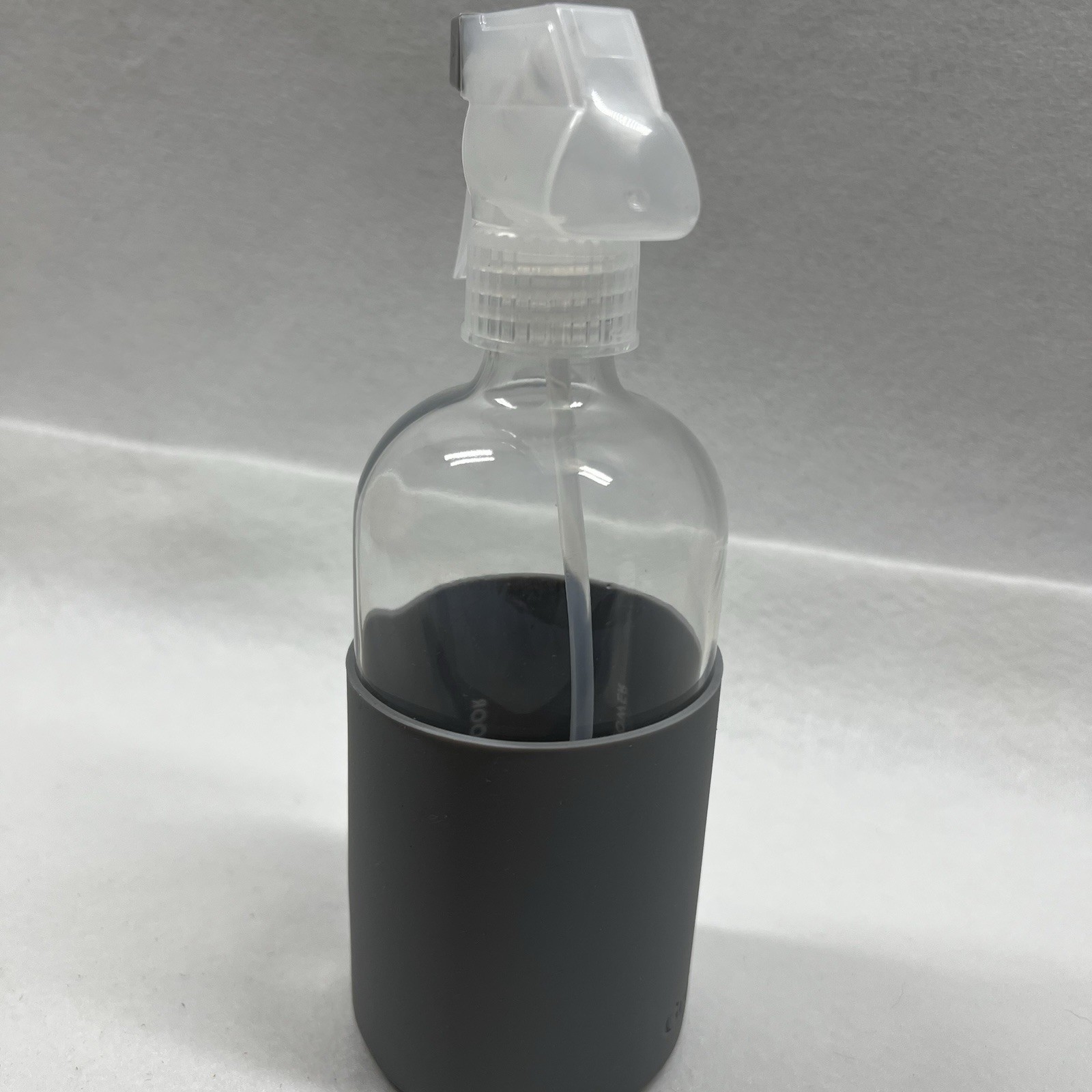 Grove Co Reusable Glass Spray 16oz Bottle with Non Slip Polished Gray Sleeve