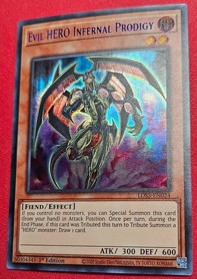 1x Yu-Gi-Oh! Evil HERO Infernal Prodigy - LDS3-EN024 - Purple Ultra - 1stEd - NM