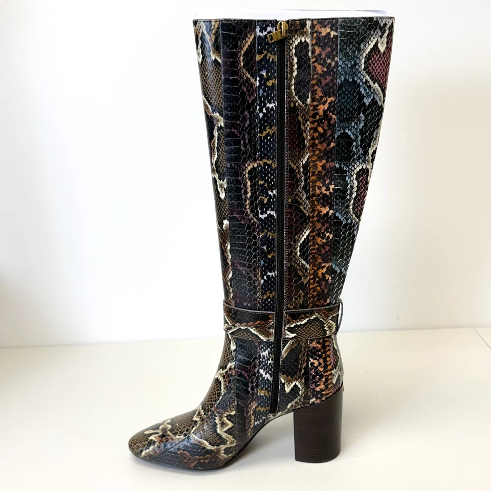 Bota hasta la rodilla COACH Evelyn a rayas sangre de buey/natural multi - talla 10B Foto 2 de 4